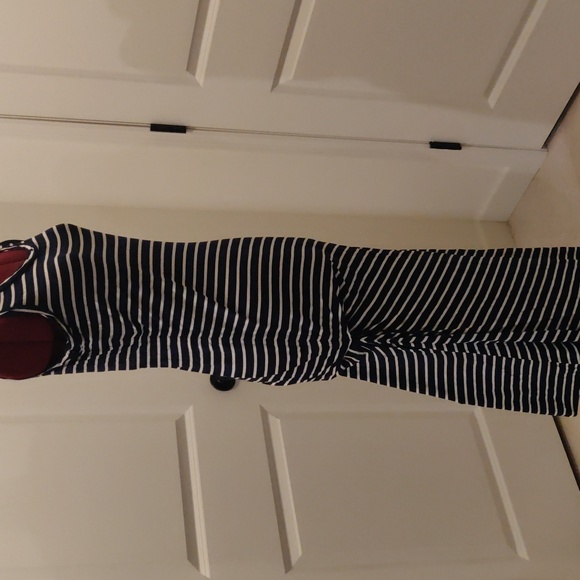 New! Max studio navy sleeveless striped dress Sz XLP Retro Y2k Minimalist Trendy - Picture 6 of 10
